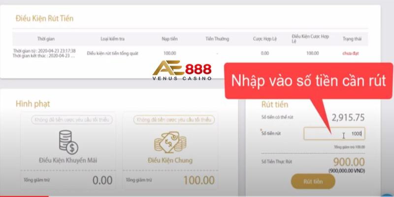 Nhập vào số tiền bạn muốn rút